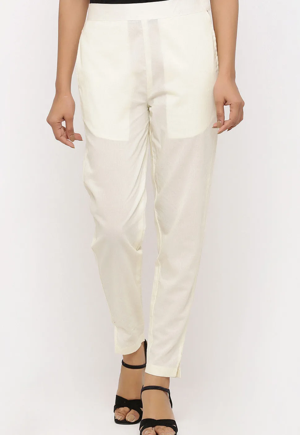 Solid Color Cotton Pant in Cream
