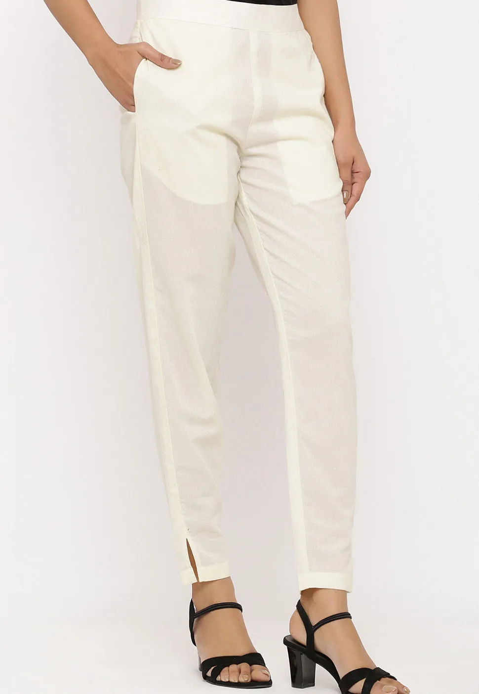 Solid Color Cotton Pant in Cream