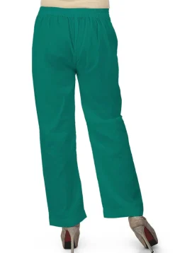 Solid Color Cotton Pant in Teal Green