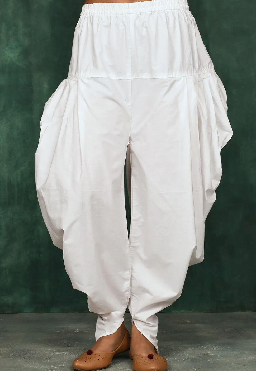 Solid Color Cotton Patiala in White