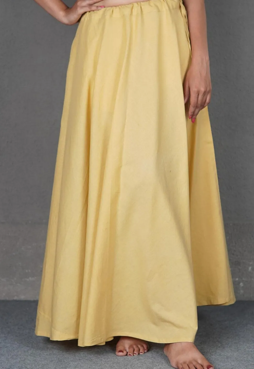 Solid Color Cotton Petticoat in Beige