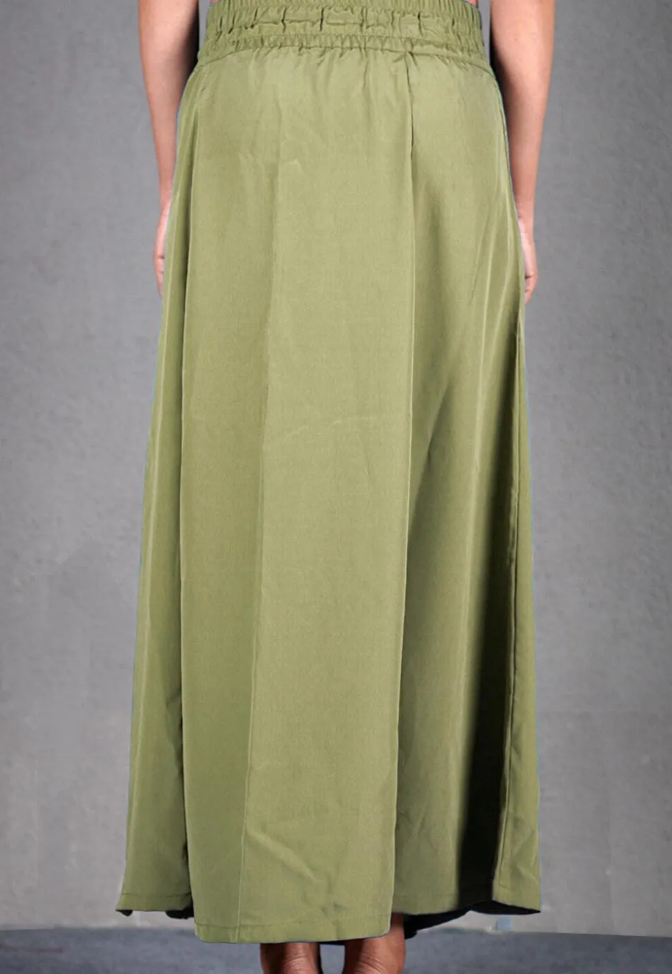Solid Color Cotton Petticoat in Olive Green
