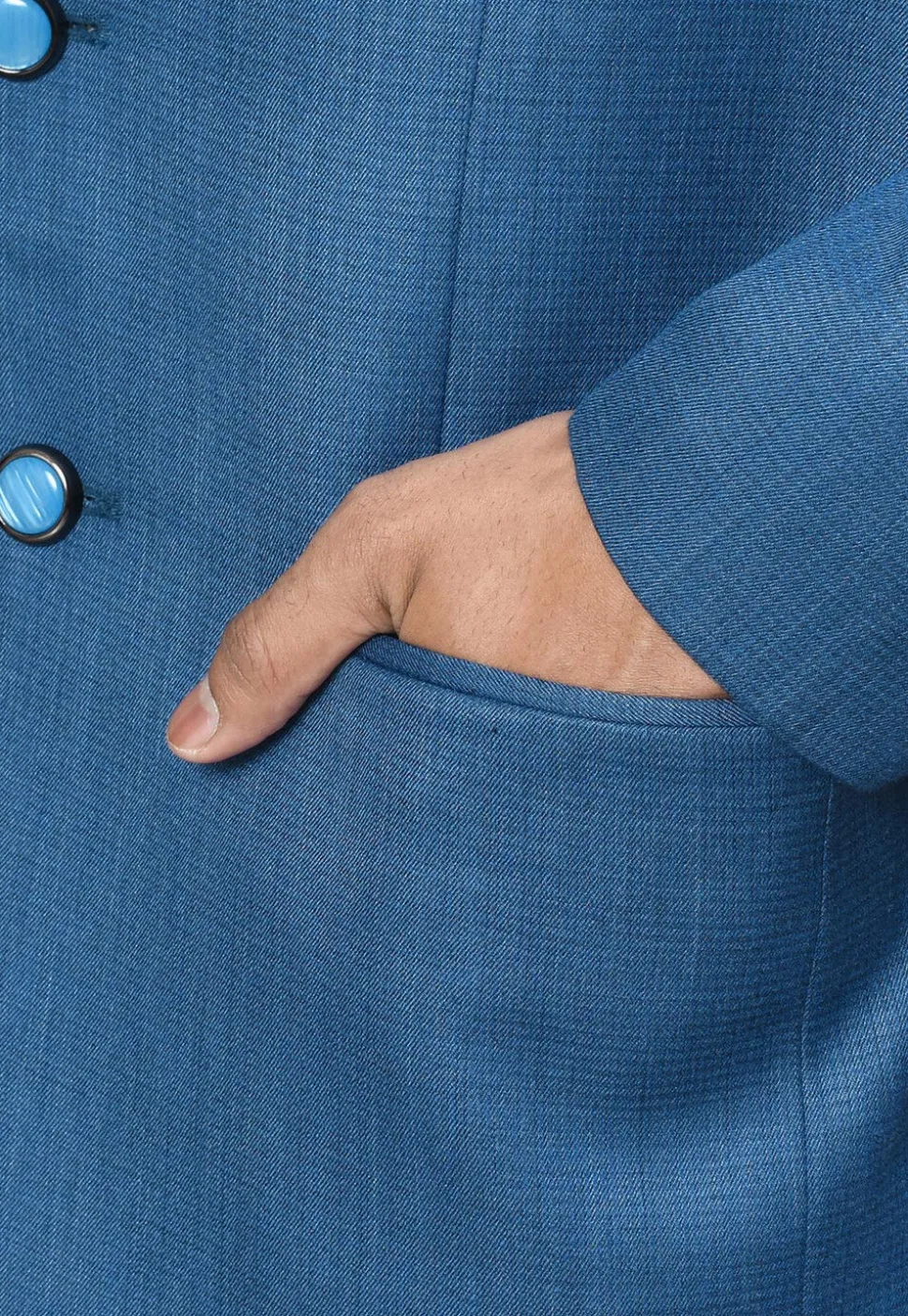 Solid Color Cotton Rayon Blazer in Blue