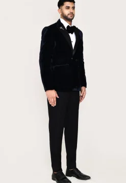 Solid Color Cotton Satin Tuxedo in Black