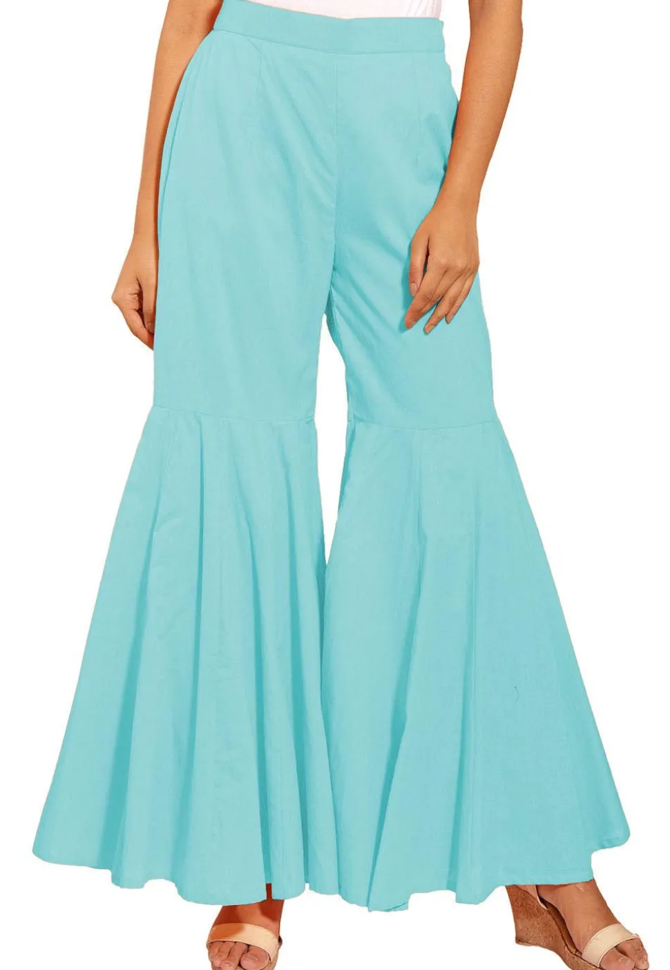 Solid Color Cotton Sharara in Turquoise