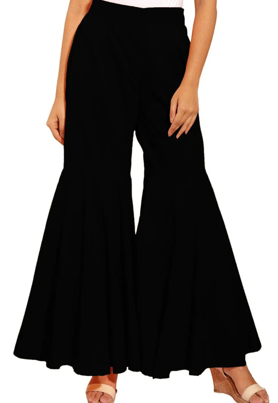 Solid Color Cotton Sharara in Black