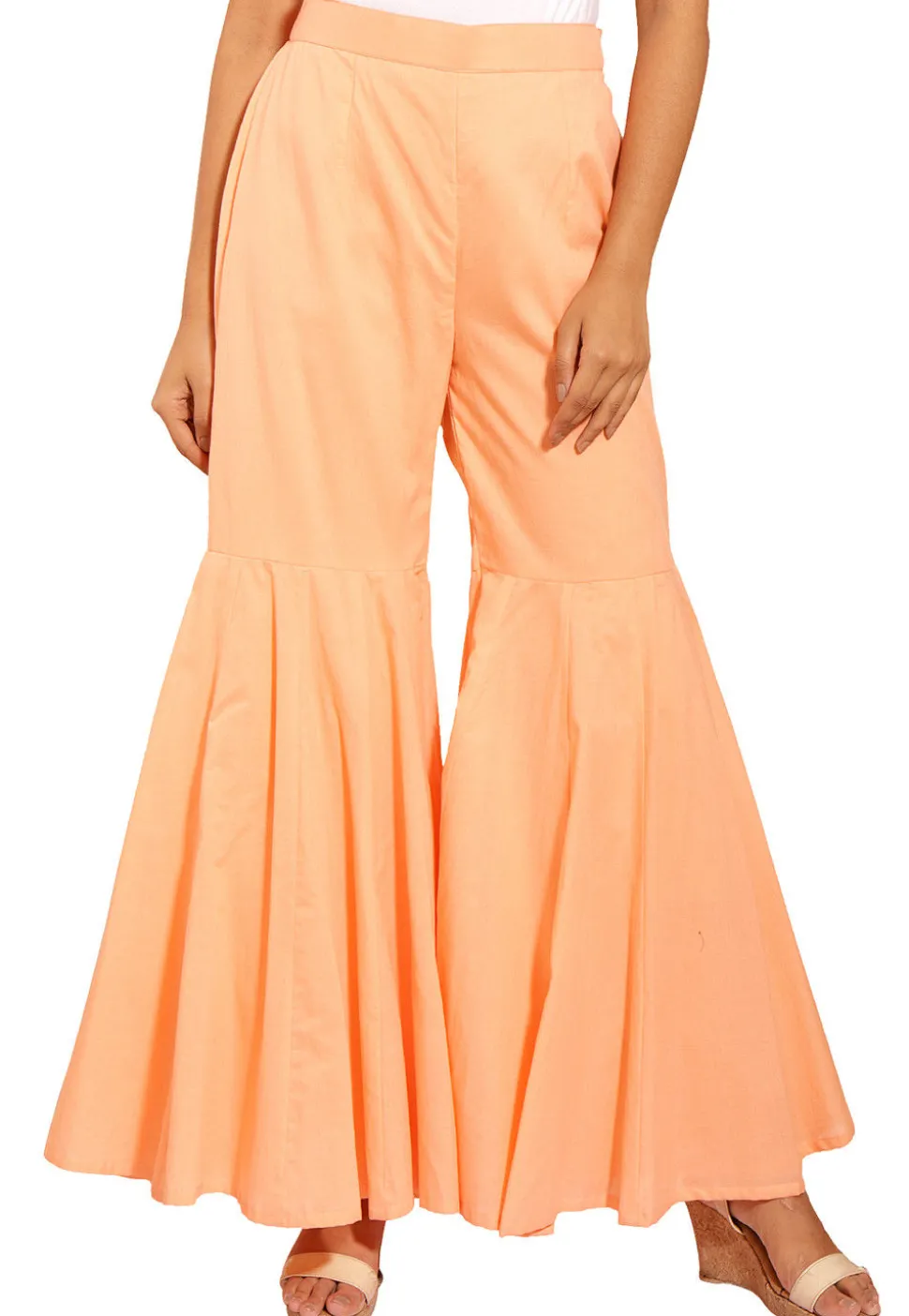 Solid Color Cotton Sharara in Peach