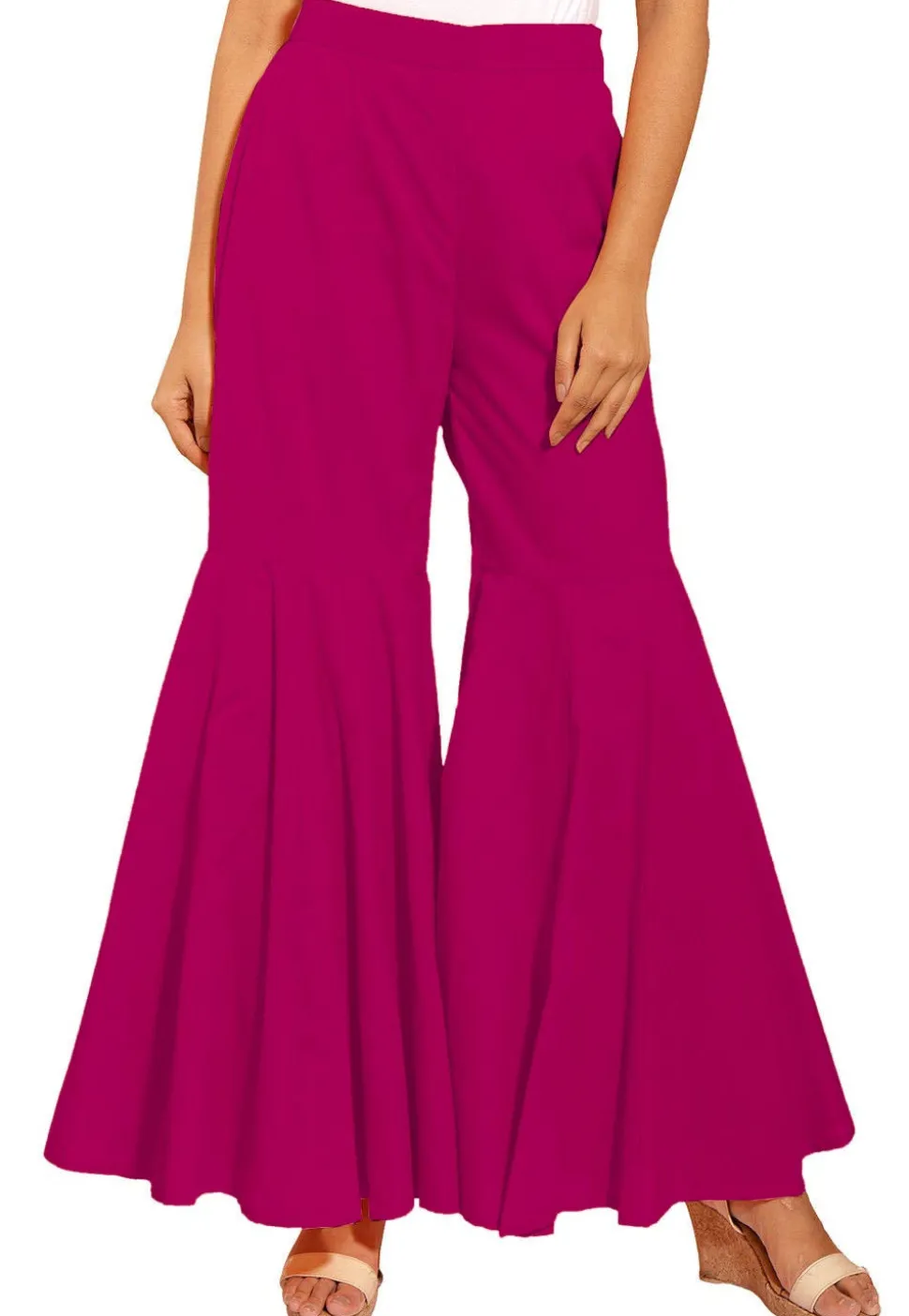 Solid Color Cotton Sharara in Fuchsia