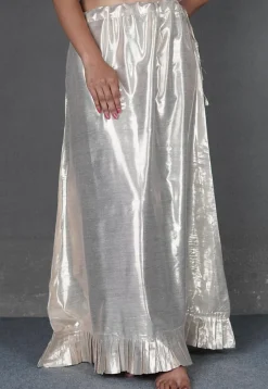 Solid Color Cotton Shimmer Petticoat in Off White