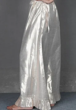 Solid Color Cotton Shimmer Petticoat in Off White