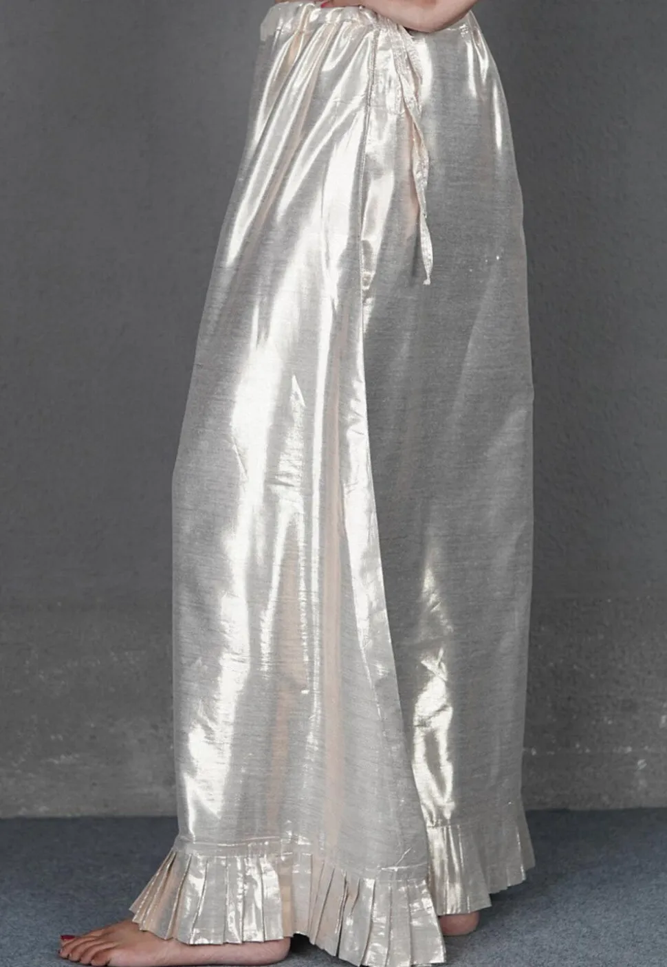 Solid Color Cotton Shimmer Petticoat in Off White