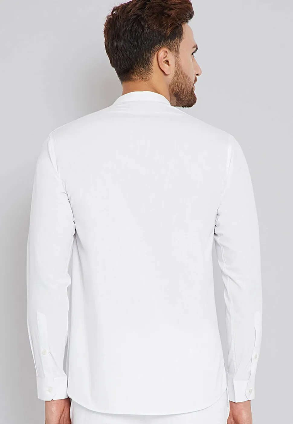 Solid Color Cotton Short Kurta in White