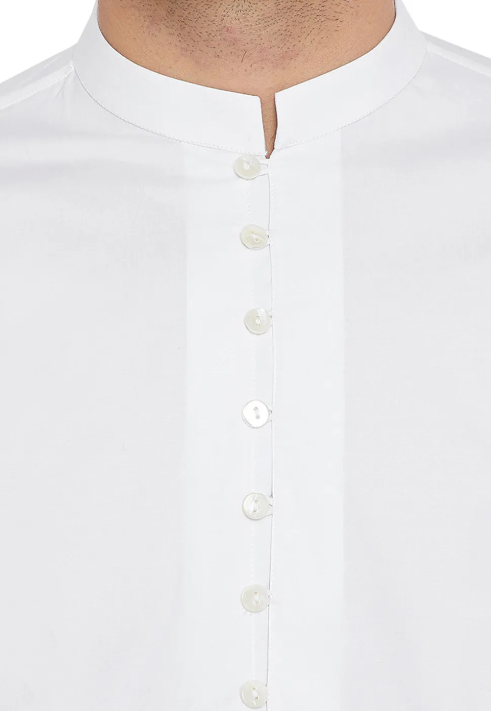 Solid Color Cotton Short Kurta in White
