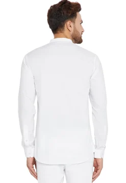 Solid Color Cotton Short Kurta in White