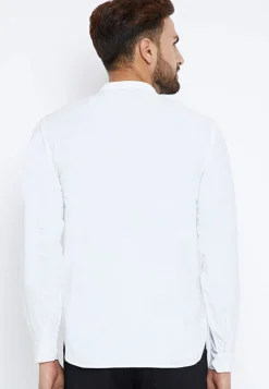 Solid Color Cotton Short Kurta in White
