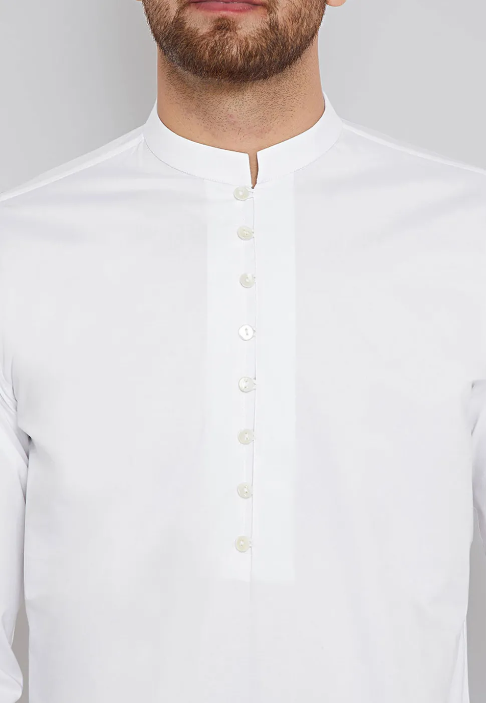 Solid Color Cotton Short Kurta in White