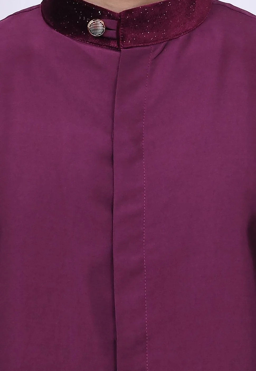 Solid Color Cotton Silk Asymmetric Dhoti Kurta in Magenta