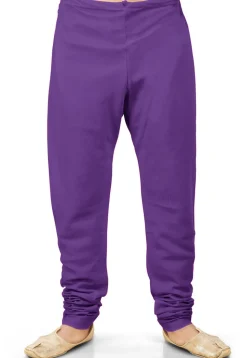Solid Color Cotton Silk Churidar in Purple