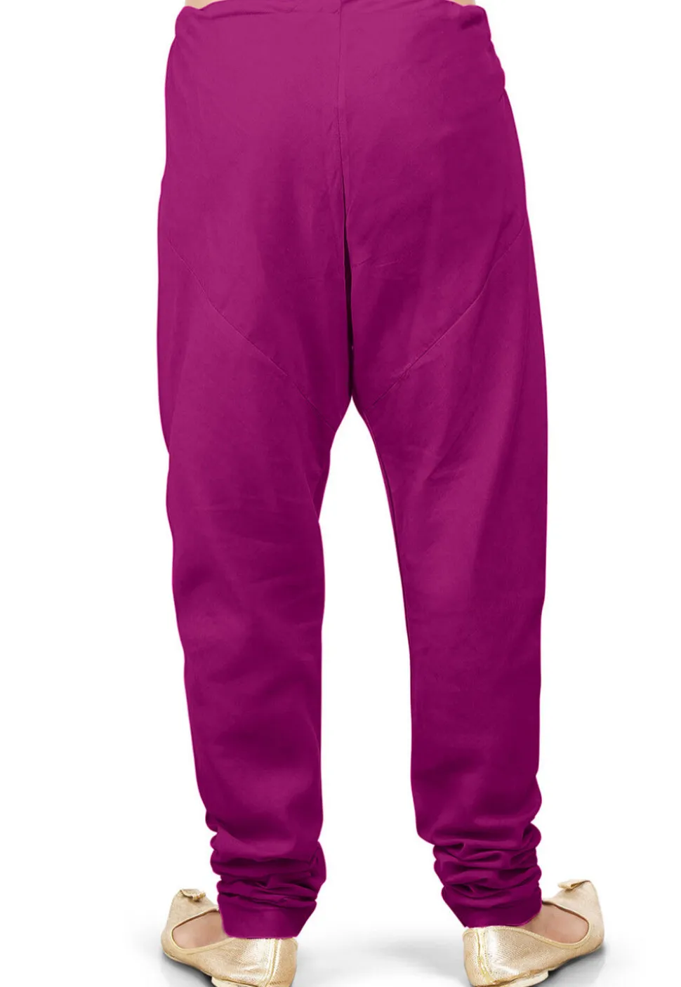 Solid Color Cotton Silk Churidar in Magenta