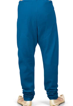 Solid Color Cotton Silk Churidar in Blue