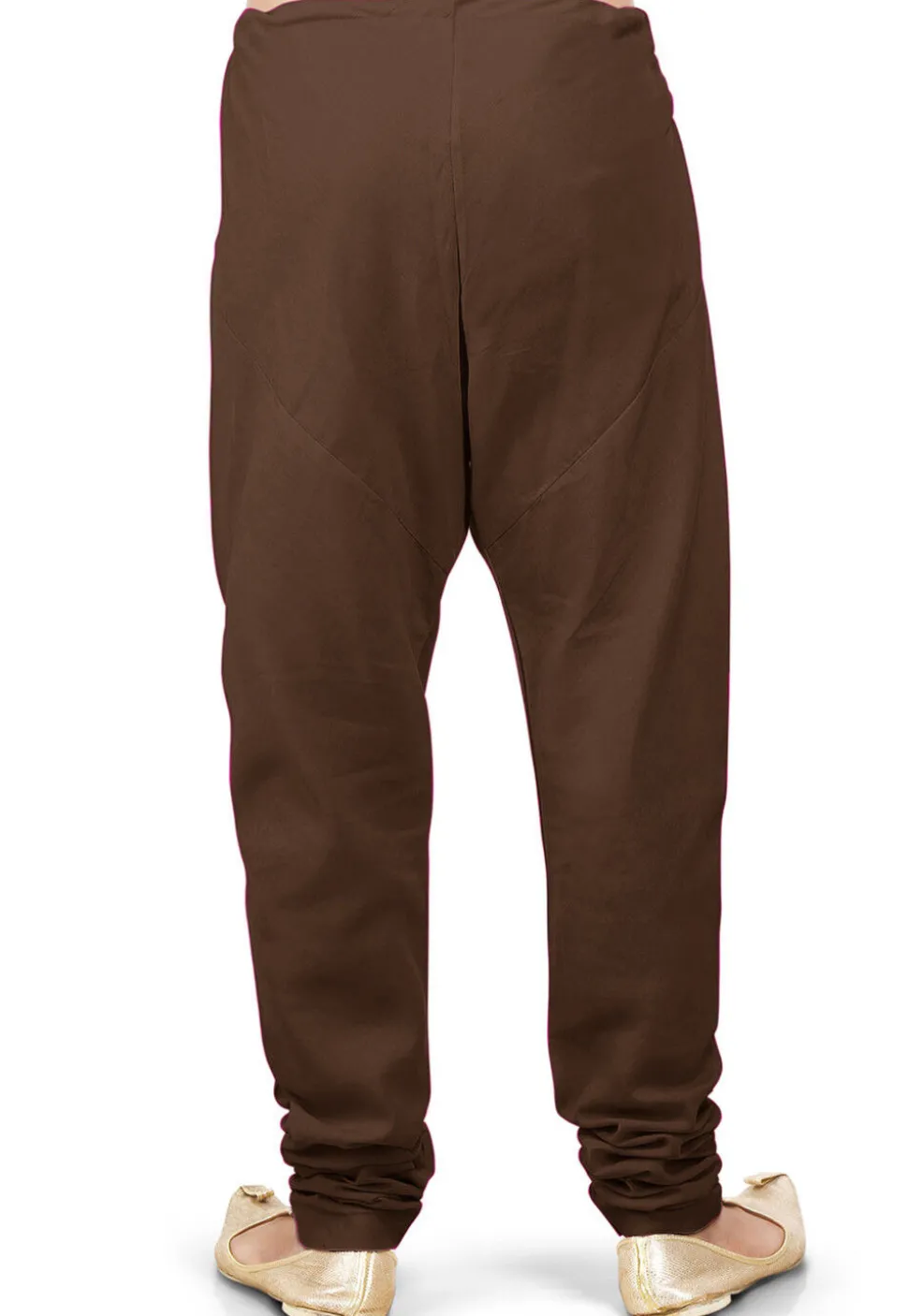 Solid Color Cotton Silk Churidar in Brown