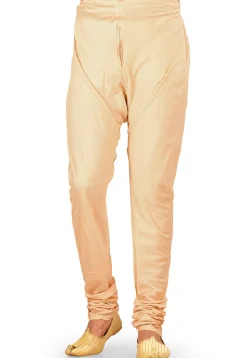 Solid Color Cotton Silk Churidar in Light Beige