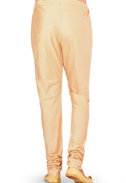 Solid Color Cotton Silk Churidar in Light Beige