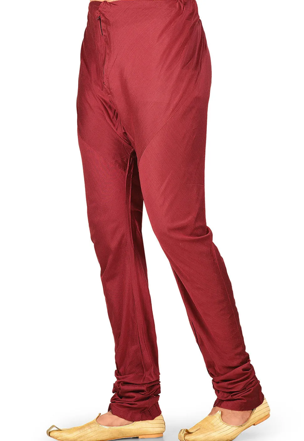 Solid Color Cotton Silk Churidar in Maroon