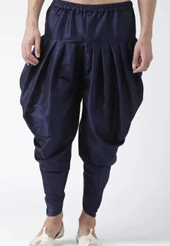 Solid Color Cotton Silk Dhoti Pant in Navy Blue