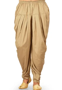 Solid Color Cotton Silk Dhoti Pant in Dark Beige
