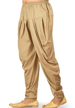 Solid Color Cotton Silk Dhoti Pant in Dark Beige