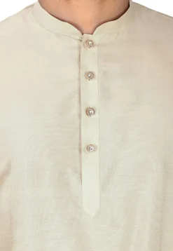 Solid Color Cotton Silk Dhoti Kurta in Light Beige