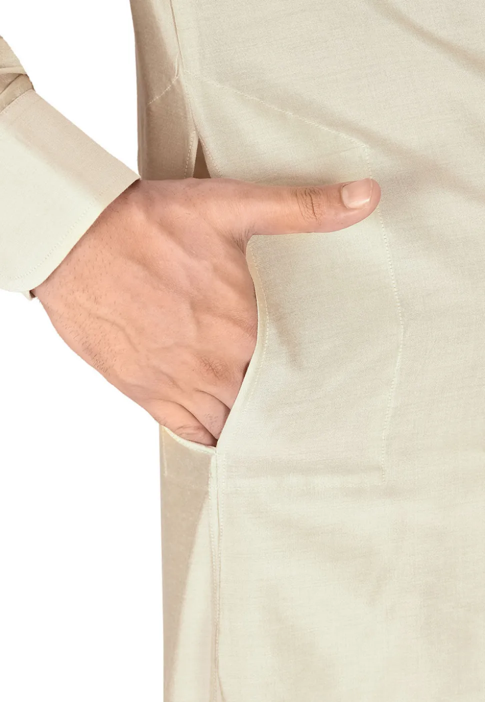Solid Color Cotton Silk Dhoti Kurta in Light Beige