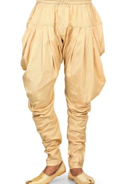 Solid Color Cotton Silk Dhoti Patiala in Light Beige