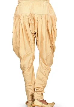 Solid Color Cotton Silk Dhoti Patiala in Light Beige