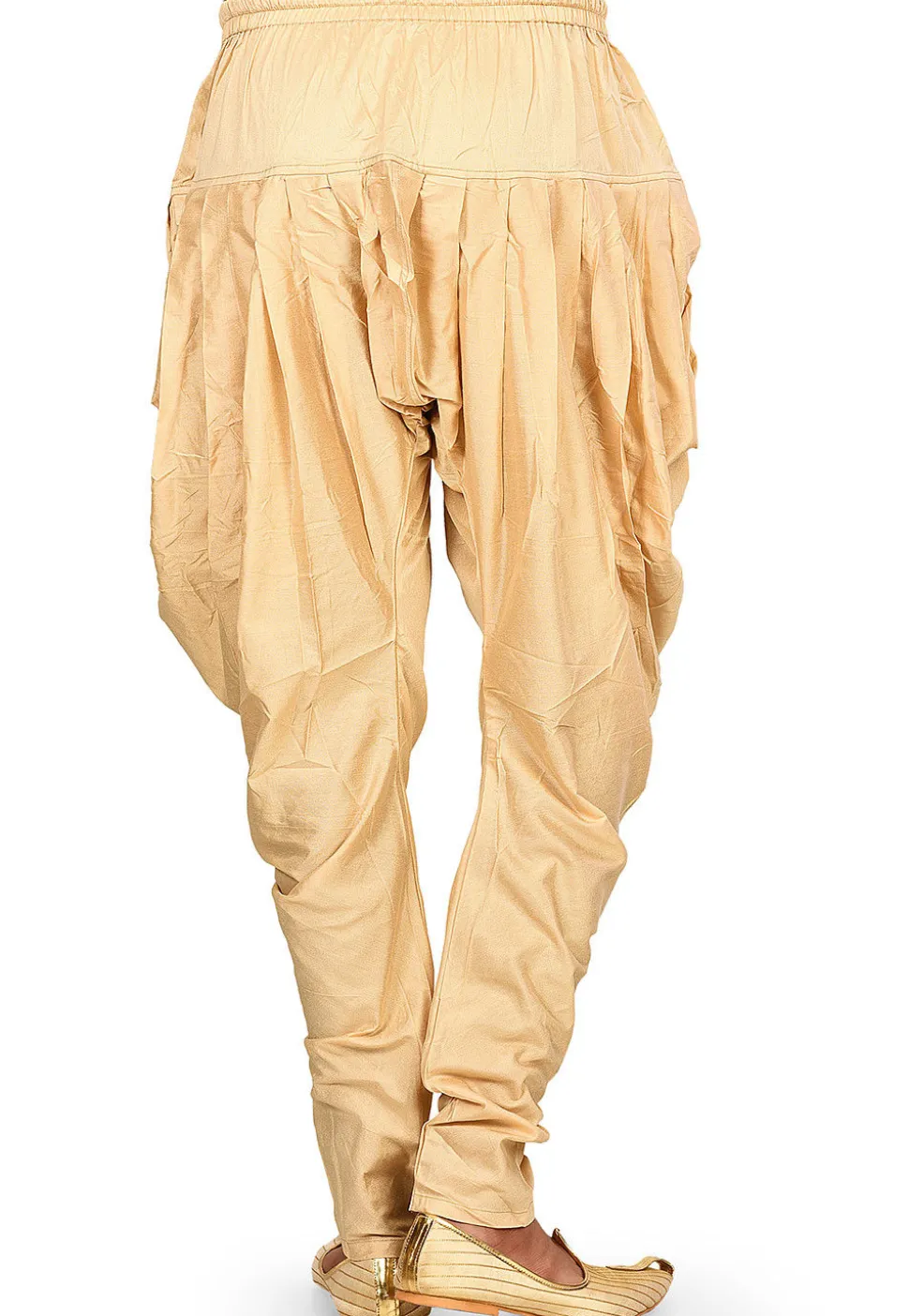 Solid Color Cotton Silk Dhoti Patiala in Light Beige