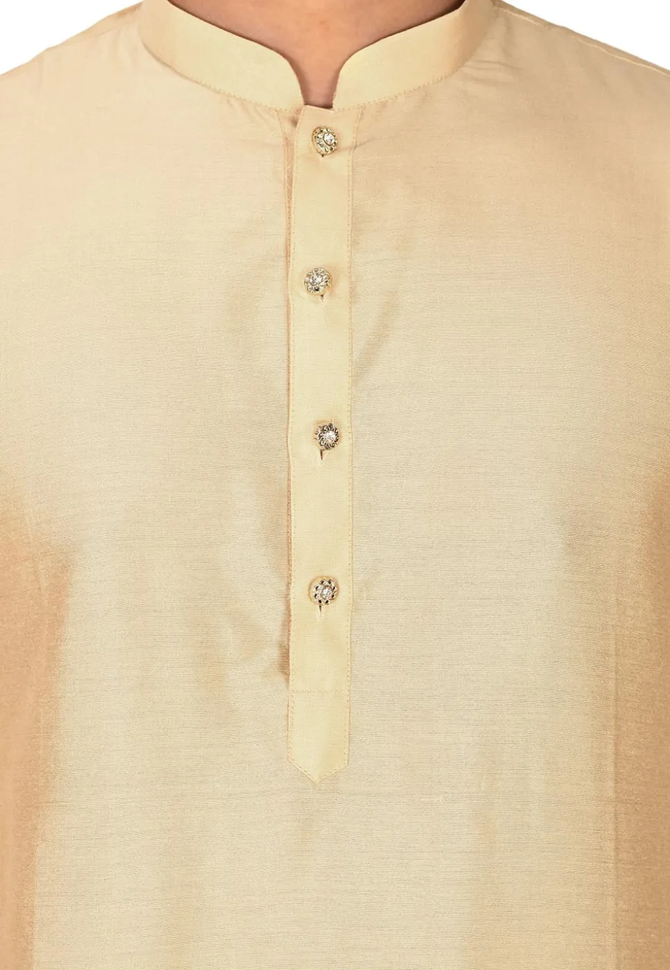 Solid Color Cotton Silk Dhoti Kurta in Light Beige