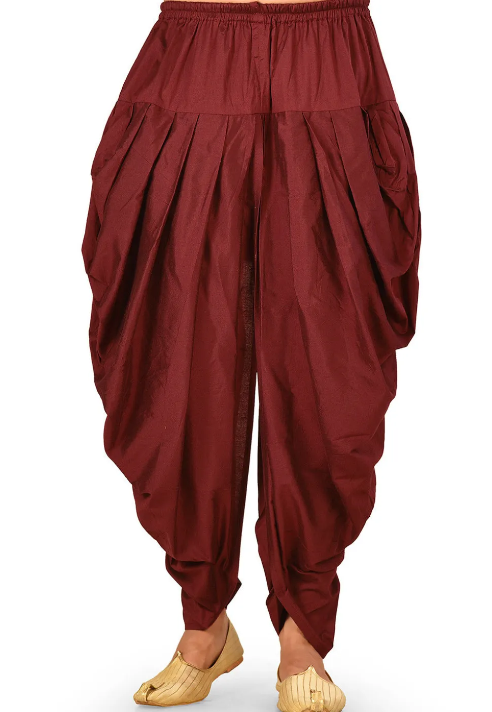 Solid Color Cotton Silk Dhoti Pant in Maroon