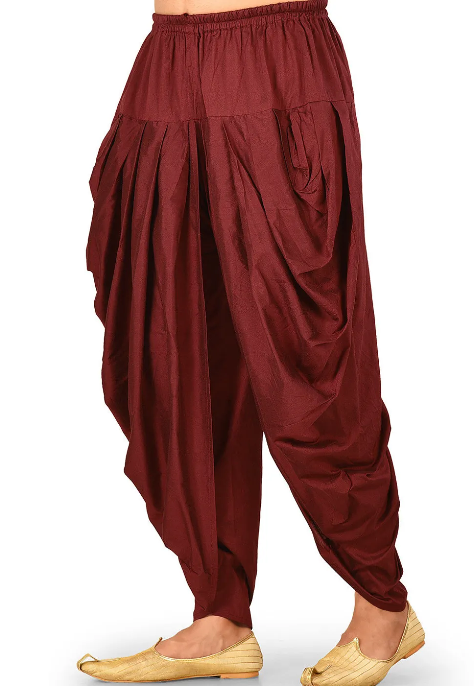 Solid Color Cotton Silk Dhoti Pant in Maroon