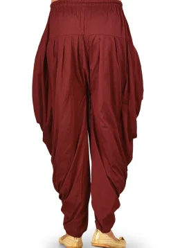 Solid Color Cotton Silk Dhoti Pant in Maroon