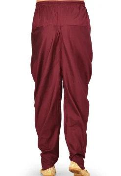 Solid Color Cotton Silk Dhoti Pant in Maroon