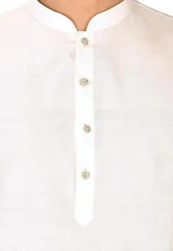 Solid Color Cotton Silk Dhoti Kurta in Off White