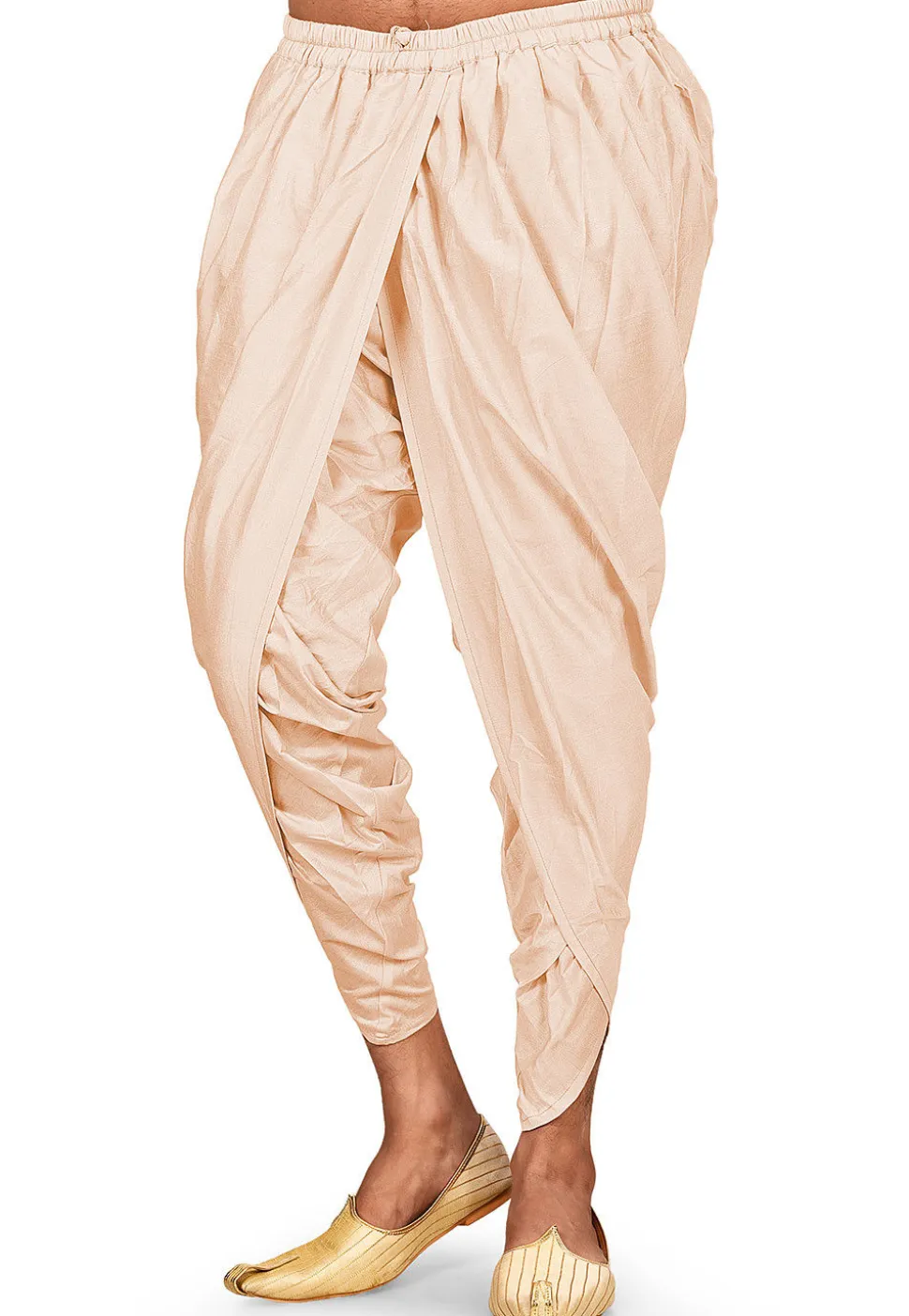 Solid Color Cotton Silk Dhoti Pant in Off White