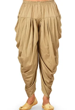 Solid Color Cotton Silk Dhoti Pant in Dark Beige