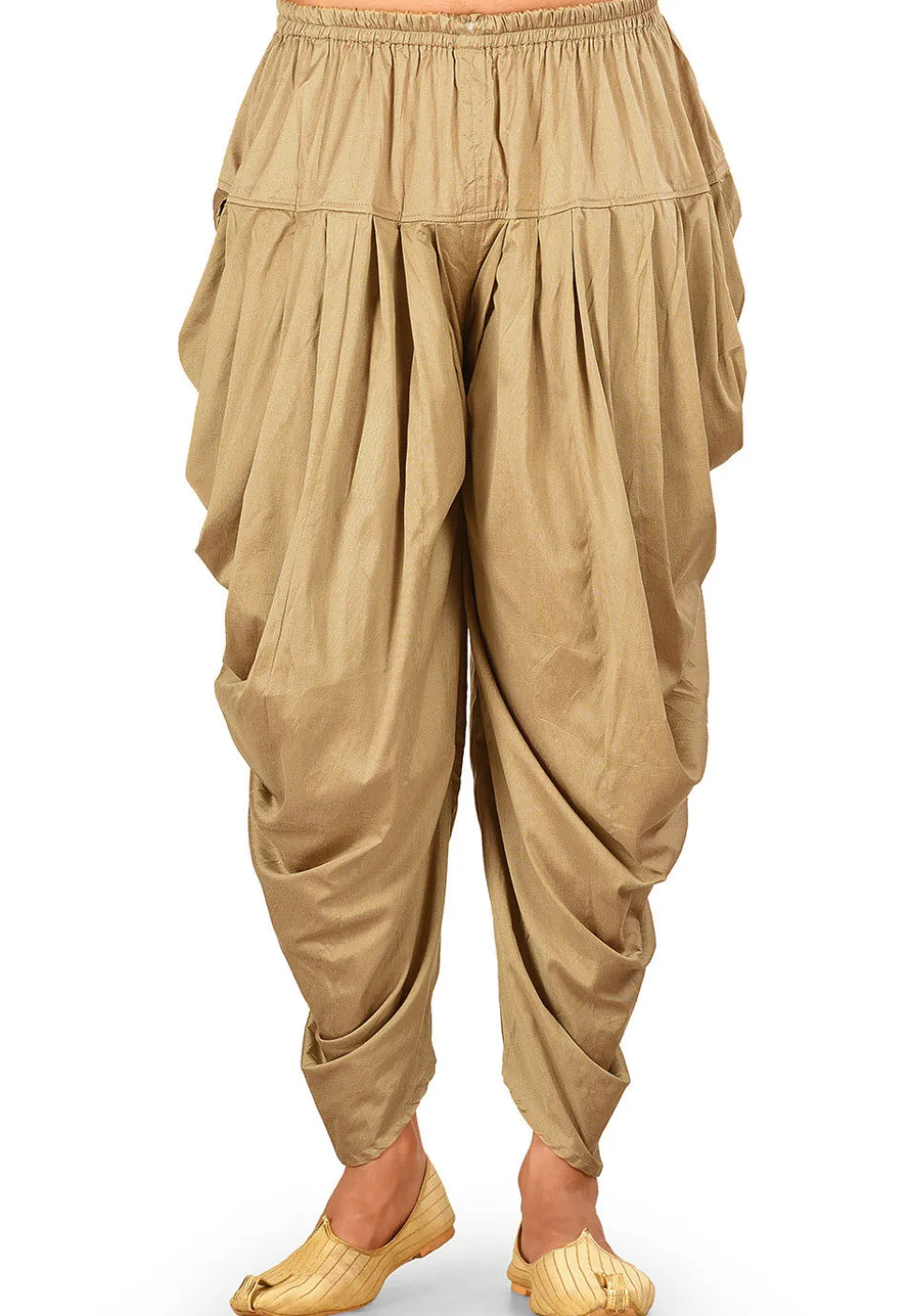 Solid Color Cotton Silk Dhoti Pant in Dark Beige