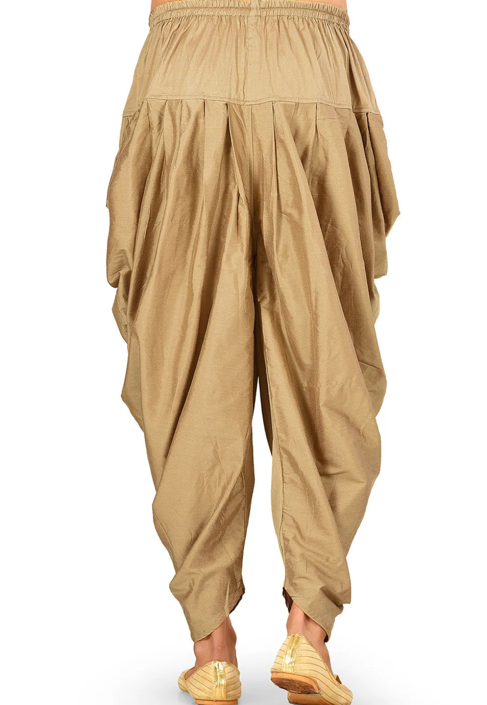 Solid Color Cotton Silk Dhoti Pant in Dark Beige