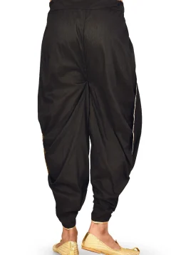 Solid Color Cotton Silk Dhoti in Black
