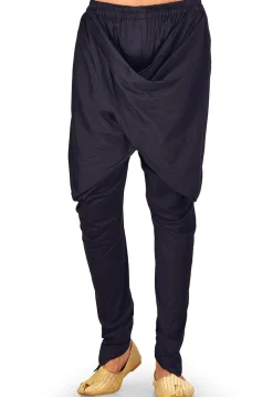 Solid Color Cotton Silk Dhoti Pant in Navy Blue