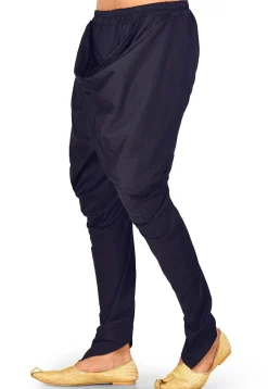 Solid Color Cotton Silk Dhoti Pant in Navy Blue