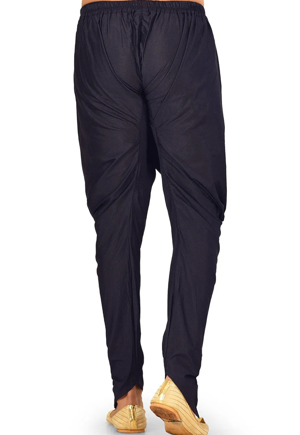 Solid Color Cotton Silk Dhoti Pant in Navy Blue